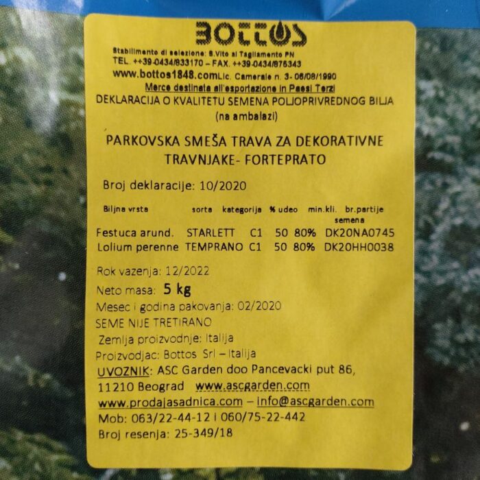 Seme trave za parkove FORTEPRATO 1 kg za 40m2 - Image 2