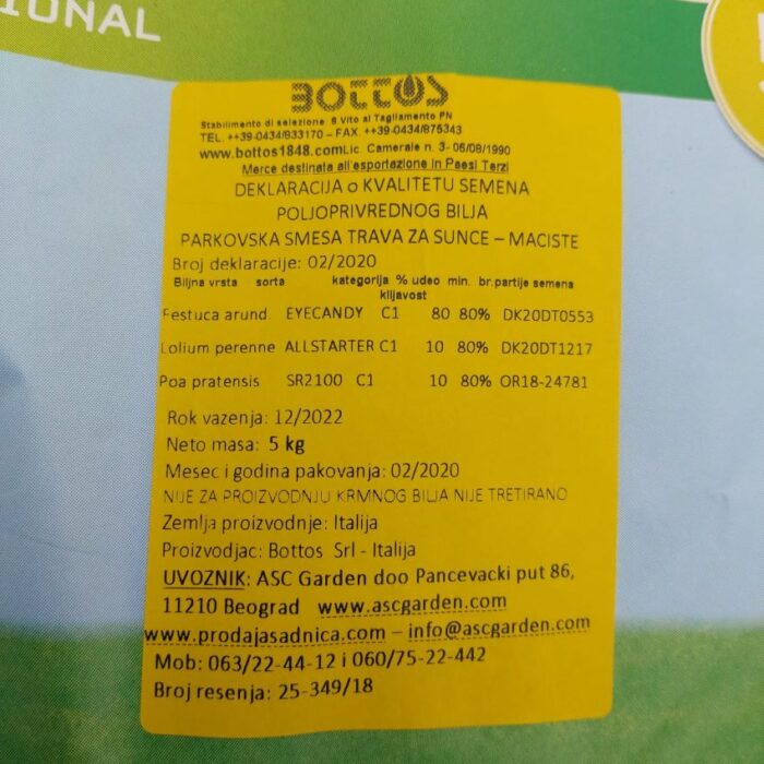 Seme trave za sunce MACISTE 1 kg za 40m2 - Image 2